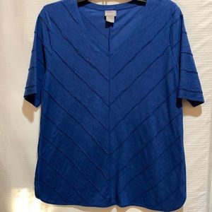 CHICOS TEE ROYAL BLUE SZ 1 SHORT/SLEEVES COTTON